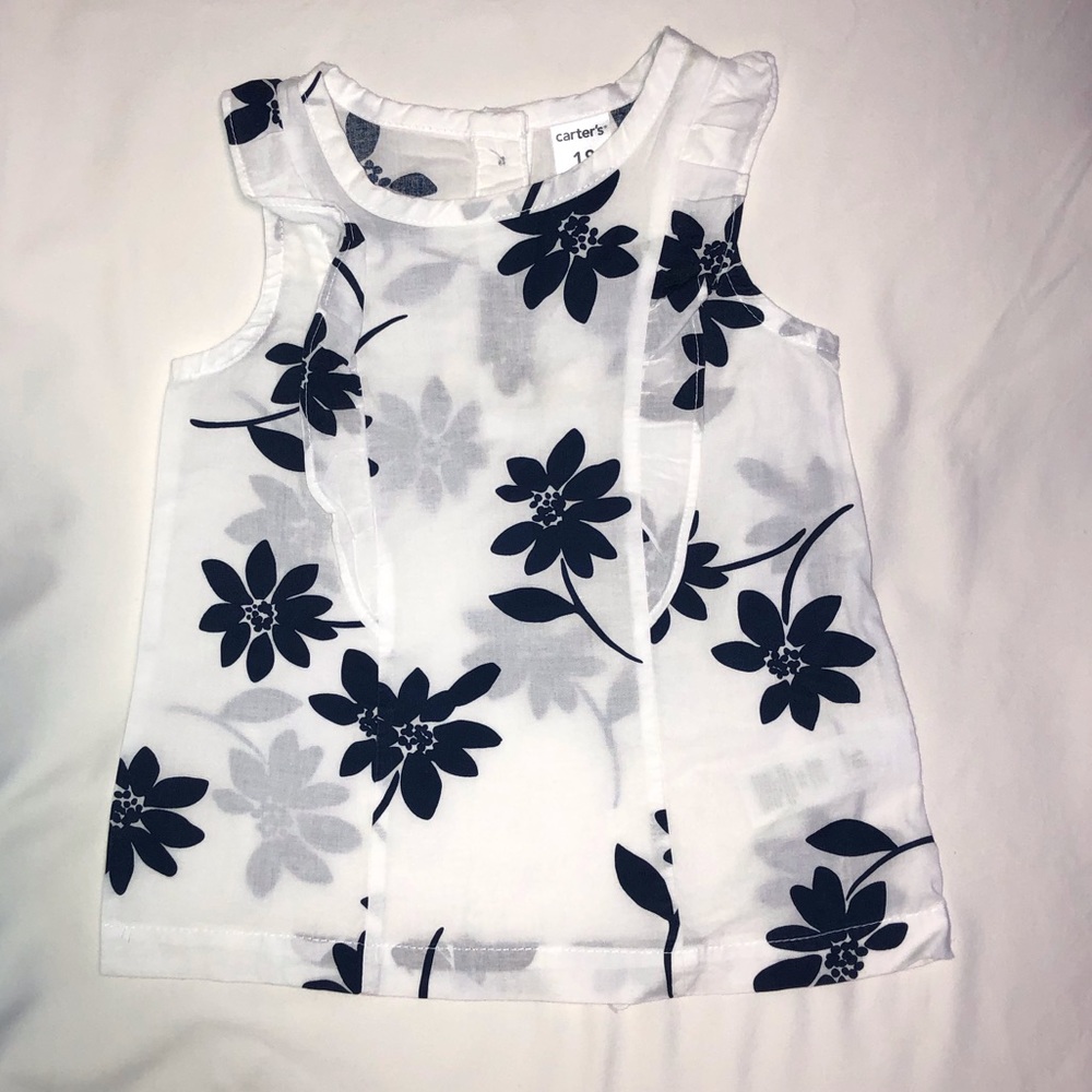 Carter’s Sleeveless White w/ Navy Flower T…
